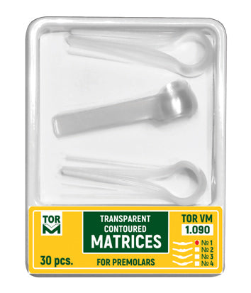 TOR VM Dental Premolar Transparent Contoured Matrices of One Shape 30pcs – Professional Matrix System & Restorative Tool