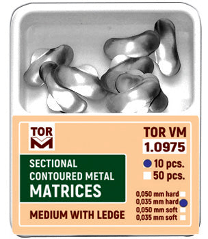 TOR VM Dental Medium Sectional Contoured Matrices with Ledge 50pcs – Professional Matrix System & Restorative Tool