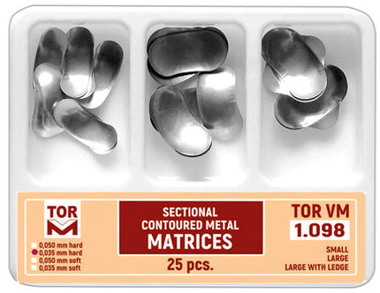 TOR VM Dental Set of Sectional Contoured Matrices 25pcs – Professional Matrix System & Restorative Tool