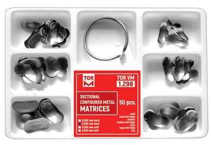 TOR VM Dental Set of Sectional Contoured Matrices 50pcs and Ring 1pcs – Professional Matrix System & Restorative Tool