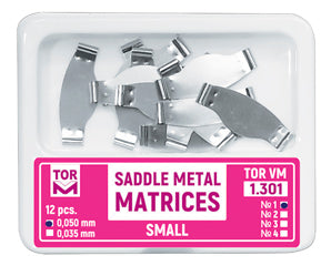 TOR VM Dental Saddle Metal Matrices Small (Shape 2) 12pcs – Professional Matrix System & Restorative Tool