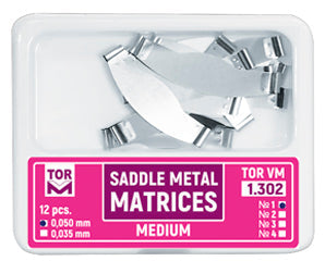 TOR VM Dental Saddle Metal Matrices Medium (Shape 3) 12pcs – Professional Matrix System & Restorative Tool