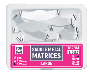 TOR VM Dental Saddle Metal Matrices Large (Shape 2) 12pcs – Professional Matrix System & Restorative Tool
