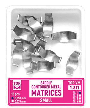 TOR VM Dental Saddle Contoured Metal Matrices Small (Shape 2) 12pcs – Professional Matrix System & Restorative Tool