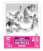 TOR VM Dental Saddle Contoured Metal Matrices Medium (Shape 3) 12pcs – Professional Matrix System & Restorative Tool