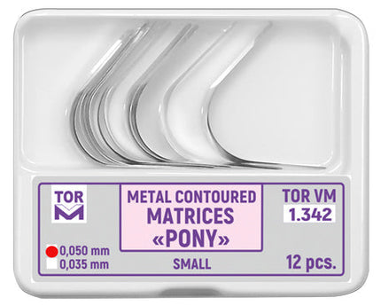 TOR VM Dental "Pony" Metal Contoured Matrices Small 12pcs – Professional Matrix System & Restorative Tool