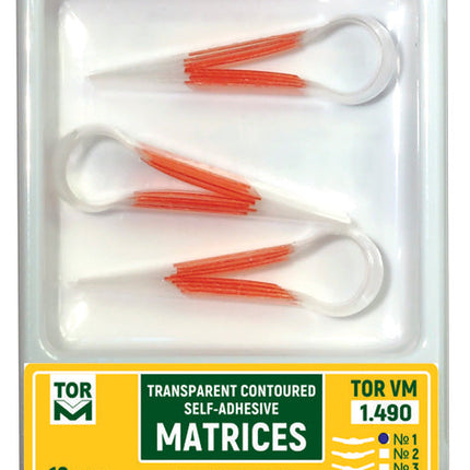 TOR VM Dental Self-Adhesive Transparent Contoured Matrix Bands for Premolars 12pcs – Professional Matrix System & Restorative Tool