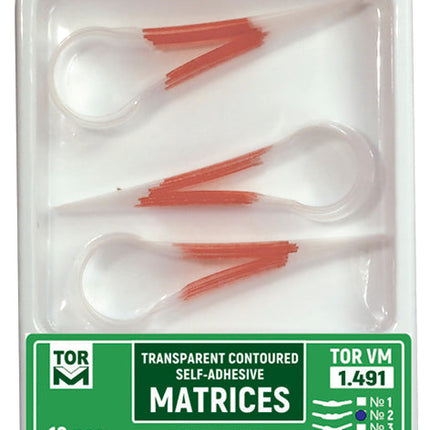 TOR VM Dental Self-Adhesive Transparent Contoured Matrix Bands for Molars 12pcs – Professional Matrix System & Restorative Tool
