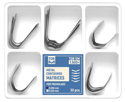 TOR VM Dental Metal Contoured Matrices for Premolars 30pcs – Professional Matrix System & Restorative Tool