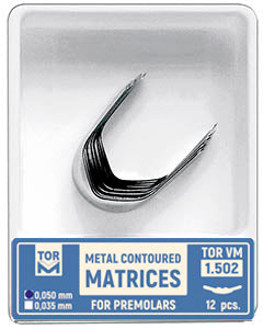 TOR VM Dental Metal Contoured Matrices for Premolars Shape 2 (Bilateral) 12pcs – Professional Matrix System & Restorative Tool
