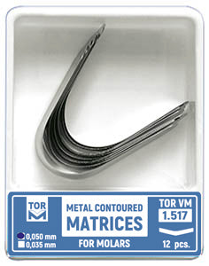 TOR VM Dental Metal Contoured Matrices for Molars Shape 7 (without Ledge), Elongated 12pcs – Professional Matrix System & Restorative Tool