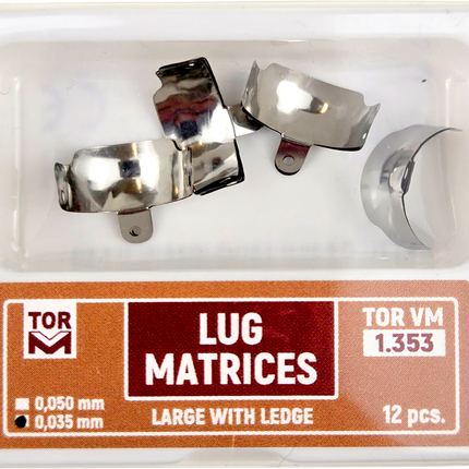 TOR VM Dental Lug Matrices Large with Ledge 12pcs – Professional Matrix System & Restorative Tool
