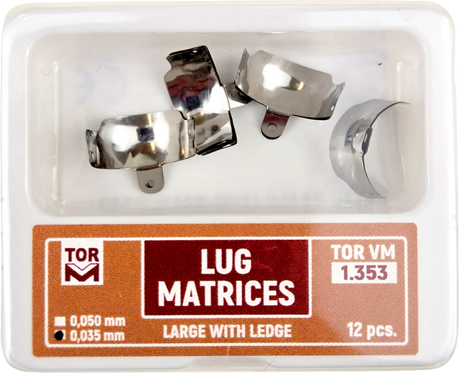 TOR VM Dental Lug Matrices Large with Ledge 12pcs – Professional Matrix System & Restorative Tool