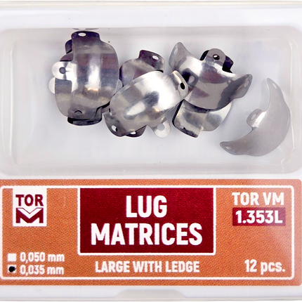 TOR VM Dental Lug Matrices Super Large with Ledge 12pcs – Professional Matrix System & Restorative Tool