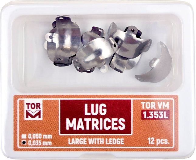 TOR VM Dental Lug Matrices Super Large with Ledge 12pcs – Professional Matrix System & Restorative Tool