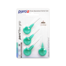 1075, paro® flexi grip, medium, green, cylindric, 5.0 mm, 4 pcs, interdental brush