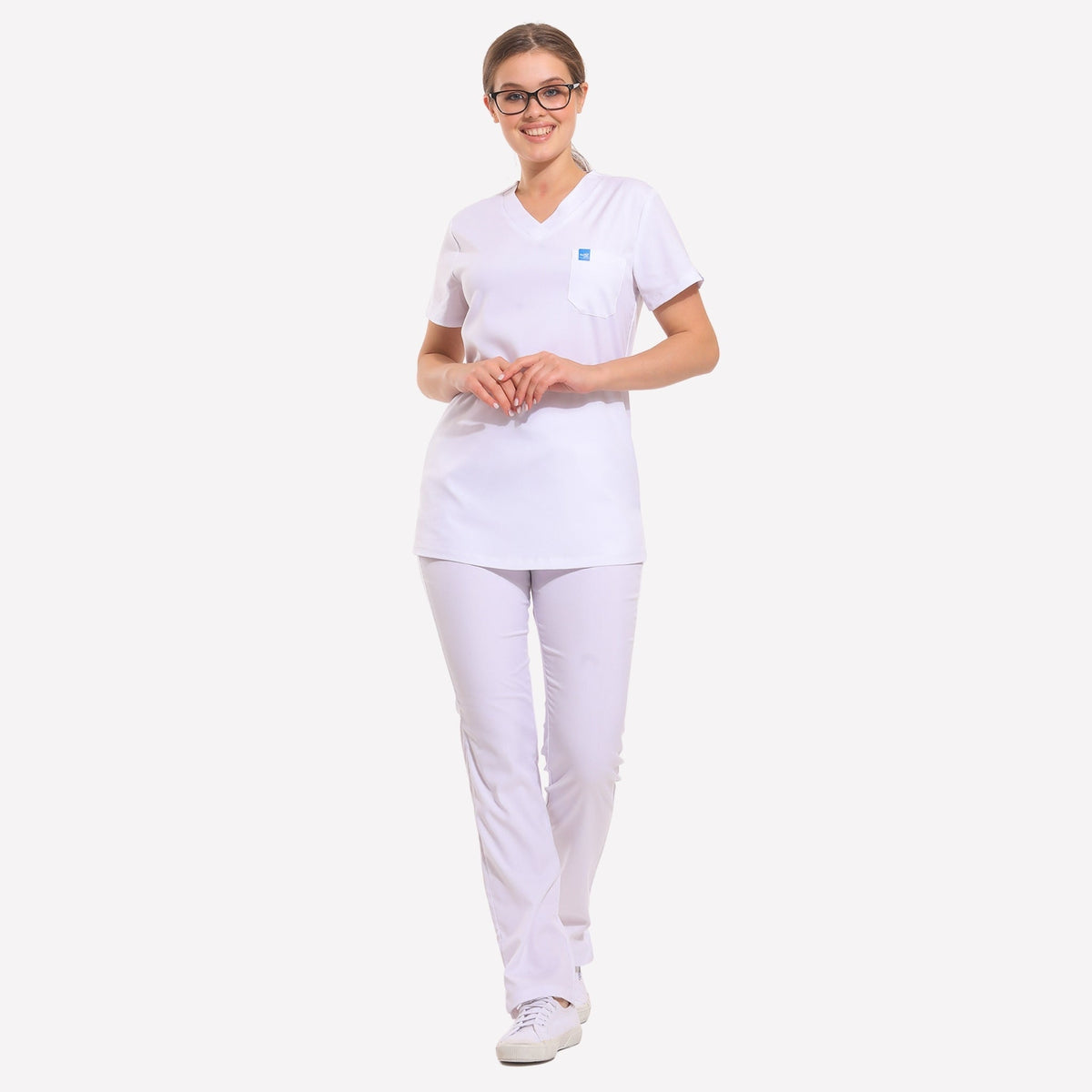 YOURDENT by Wio UNIFORMS | SCRUBS | Classic V-Neck White Scrub Set