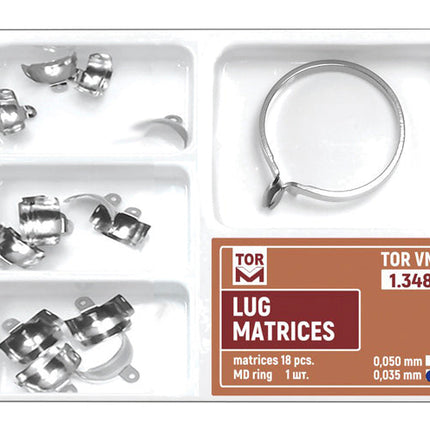 TOR VM Dental Set of Lug Matrices 18pcs + MD Ring 1pcs – Professional Matrix System & Restorative Tool