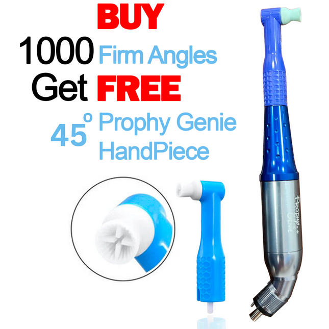 Made in USA – Buy 1000 MaxPro 2 Prophy Angles (Firm Cup), Get Free 45° Prophy Genie Handpiece – Lightweight, 360° Swivel, Autoclavable