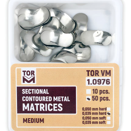 TOR VM Dental Medium Sectional Contoured Matrices 50pcs – Professional Matrix System & Restorative Tool