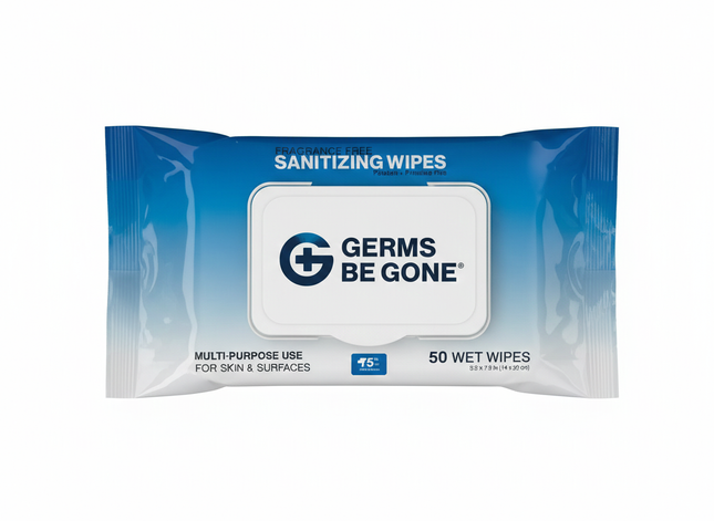 Germs Be Gone Antiseptic Sanitizing Wipes - 50 Sheets/Pack