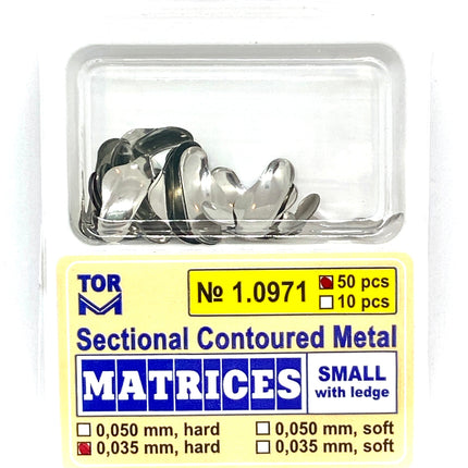 TOR VM Dental Small Sectional Contoured Matrices with Ledge 50pcs – Professional Matrix System & Restorative Tool