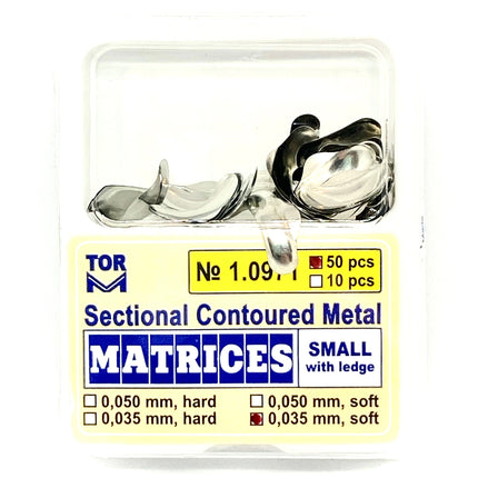 TOR VM Dental Small Sectional Contoured Matrices with Ledge 50pcs – Professional Matrix System & Restorative Tool