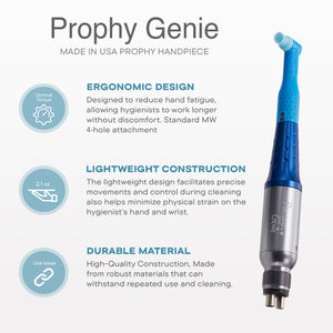 Prophy Genie made in USA prophy handpiece. Great hold and light weight 360 swivel with autoclave.