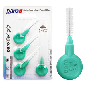 1075, paro® flexi grip, medium, green, cylindric, 5.0 mm, 4 pcs, interdental brush