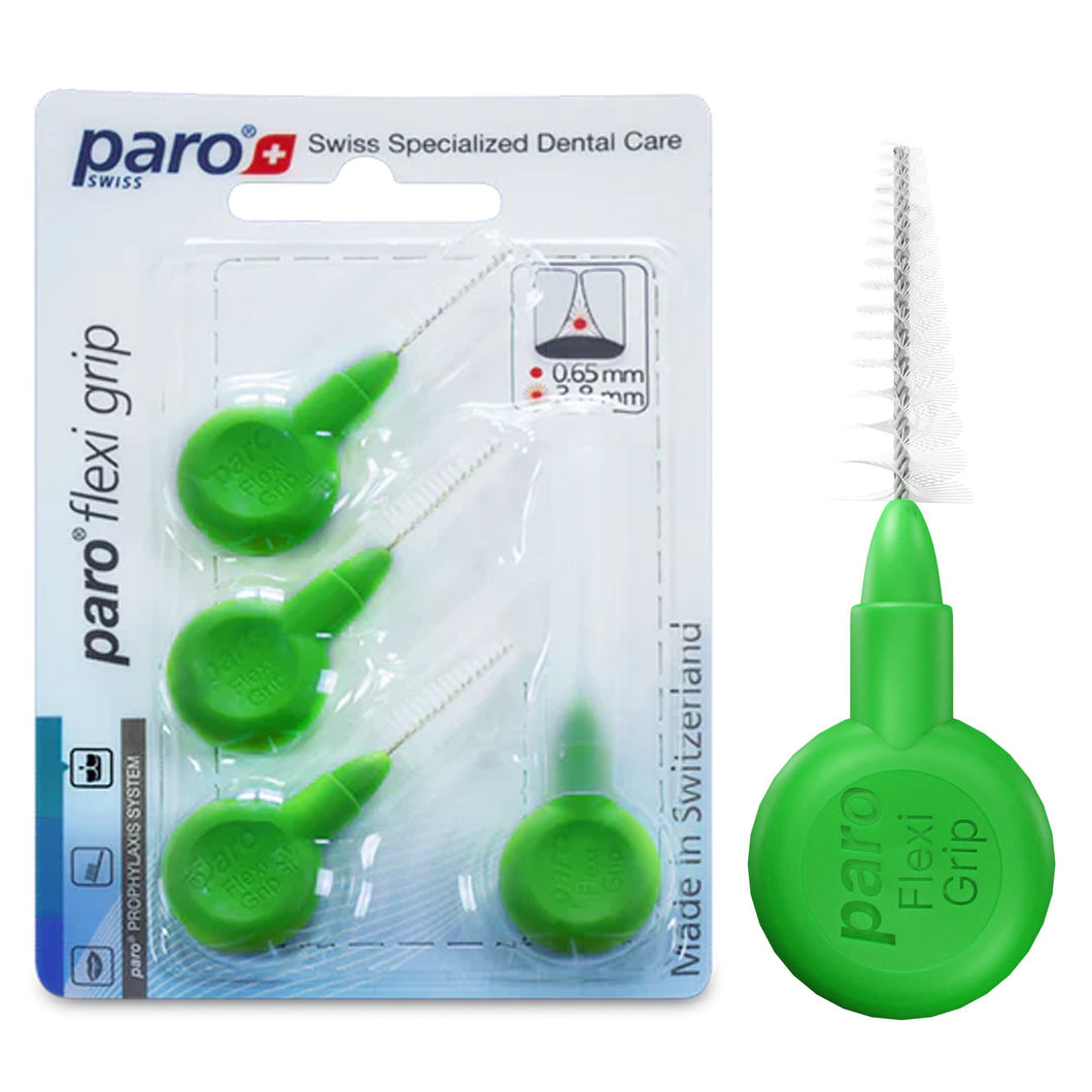 1083, paro® flexi grip, medium, light-green, conical, 3.0/8mm, 4 pcs , interdental brush