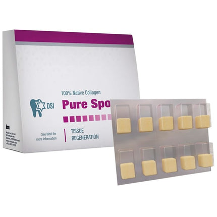 Pure Sponge 10mm x 20mm, 100% Collagen Plug, Box of 10, Blister Pack.
