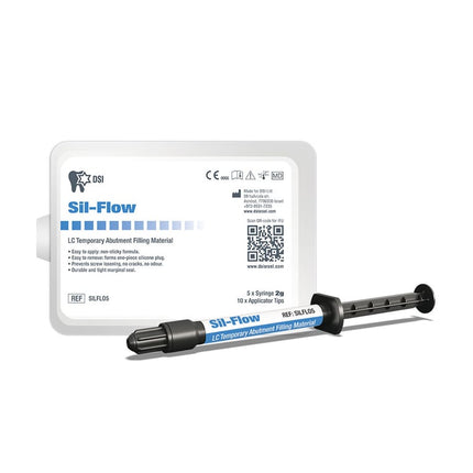 Sil-Flow Light-Cured Temporary Abutment Filling Material, 5 x 2 Gm. Syringes & 10 Applicator Tips