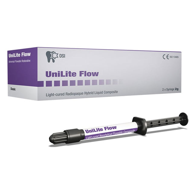 UniLite Flow Light-Cured Radiopaque Hybrid Liquid Composite, A2, 2g Syringe, 2/Pk