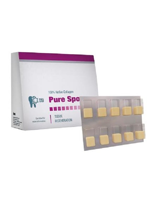 Pure Sponge 8mm x 14mm 100% Collagen Plug, Box of 10, Blister Pack