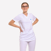 YOURDENT by Wio UNIFORMS | SCRUBS | Classic V-Neck White Scrub Set
