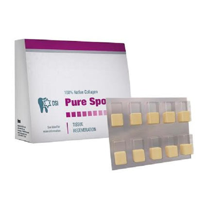 DSI Pure Sponge 8mm x 7mm 100% Collagen Plug, Box of 10, Blister Pack