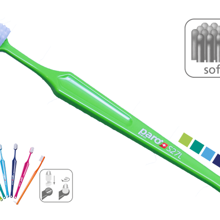 Paro 739 Small Brush Head With Soft or Medium Bristles (3 rows, 27 tufts, S27L)