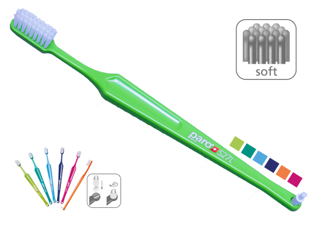 Paro 739 Small Brush Head With Soft or Medium Bristles (3 rows, 27 tufts, S27L)