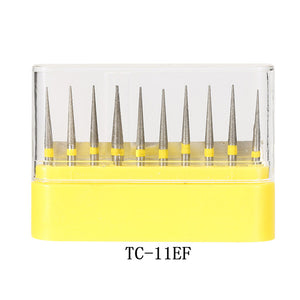 Y&W&F 10pcs Polisher 1.6mm Handle Dental Diamond Burs High Speed TC Series Polishing Dentist Burrs High Speed Polishing Grinding