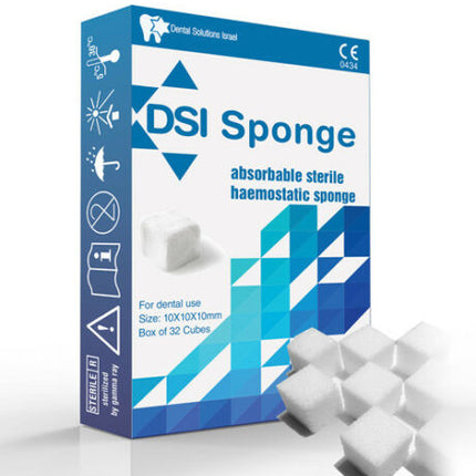DSI Sponge Absorbable Hemostaic Gelatin Sponge 10x10x10mm, 32/Pk