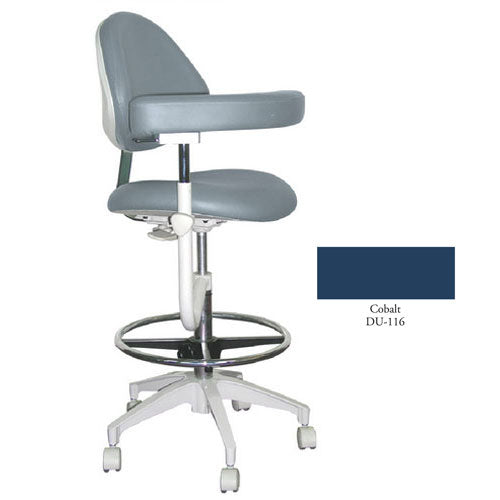 Mirage Assistant's Stool - Cobalt Color. Featuring Abdominal Support, Vertical Adjustment Range