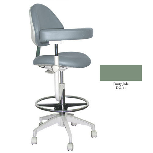 Mirage Assistant's Stool - Dusty Jade Color. Featuring Abdominal Support, Vertical Adjustment